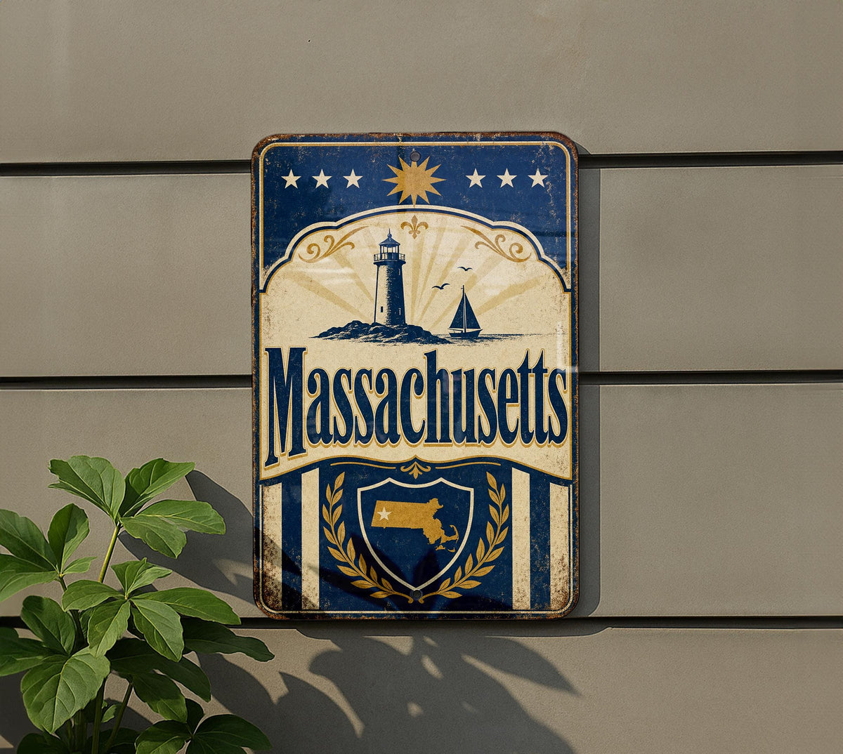 Massachusetts State Flag Metal Sign Vintage Style Massachusetts Wall Decor New England State Pride Plaque — photo 5