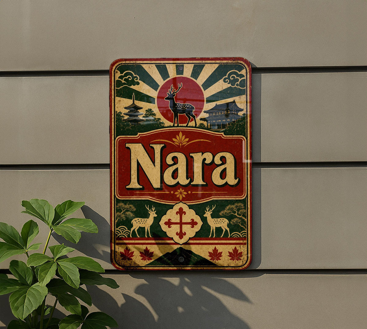 Nara Japan Vintage Flag Metal Sign, Nara Prefecture Souvenir Wall Decor, Japanese Travel Gift, Retro Japan City Sign — photo 5