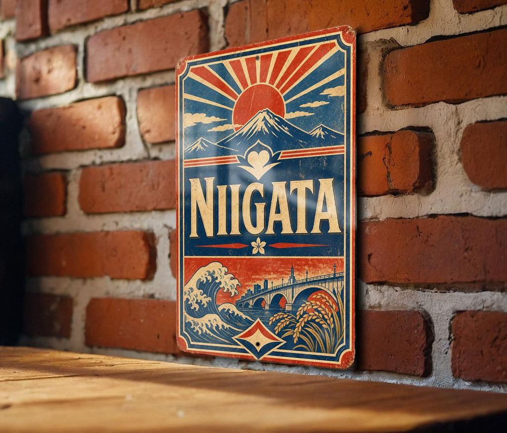 Niigata Japan Vintage Flag Metal Sign, Niigata Prefecture Souvenir Wall Decor, Japanese Travel Gift, Home Bar Garage Sign — photo 3