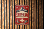 Switzerland Vintage Flag Metal Sign, Swiss National Flag Wall Decor, Alpine Country Souvenir Plaque, Rustic Home Bar Sign — photo 2