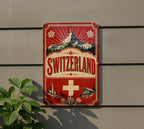 Switzerland Vintage Flag Metal Sign, Swiss National Flag Wall Decor, Alpine Country Souvenir Plaque, Rustic Home Bar Sign — photo 5