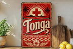 Vintage Tonga Flag Metal Sign, Kingdom of Tonga Wall Decor, Island Nation Flag Plaque, Tongan Gift, Home Bar Garage Sign — photo 3