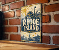 Rhode Island Vintage Flag Metal Sign, Ocean State State Flag Wall Decor, Rhode Island USA Plaque, New England Gift — photo 1