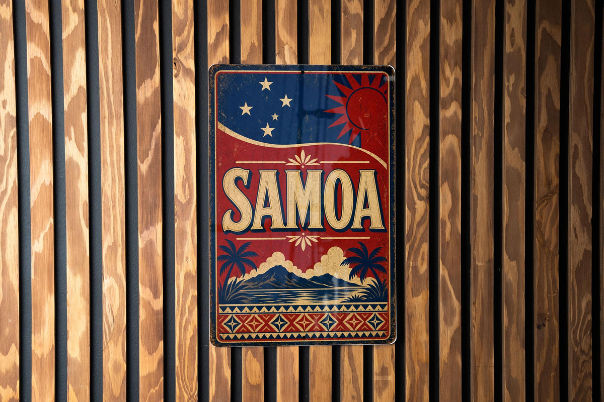 Samoa Flag Metal Sign, Vintage Style Samoa Island Wall Decor, Samoan Flag Plaque, Polynesian Home Bar Garage Sign — photo 1