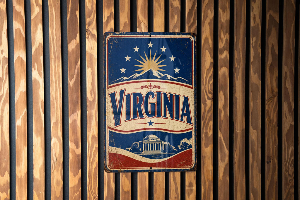 Virginia State Flag Metal Sign, Vintage Virginia Wall Decor, Rustic Home Bar Garage Man Cave Sign, Virginia Souvenir Gift — photo 3
