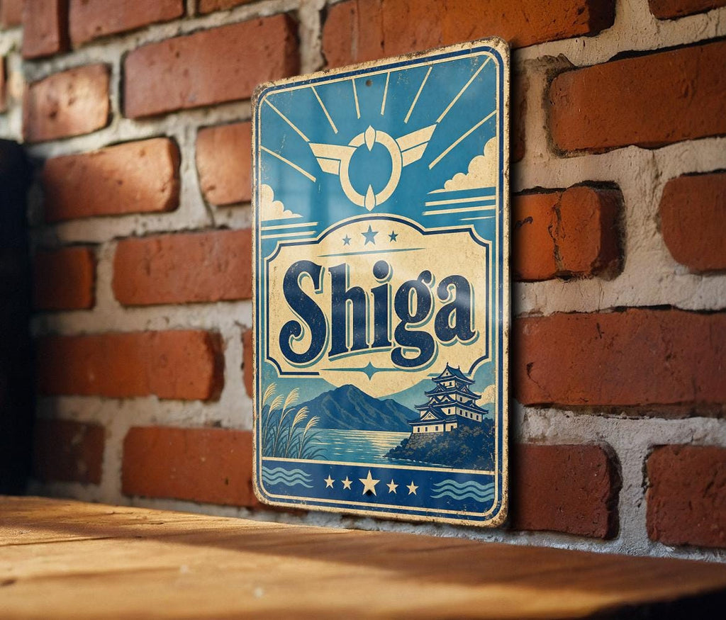 Shiga Prefecture Japan Vintage Flag Metal Sign, Shiga Region Wall Decor, Japanese Prefecture Sign, Gift for Japan Lovers — photo 1