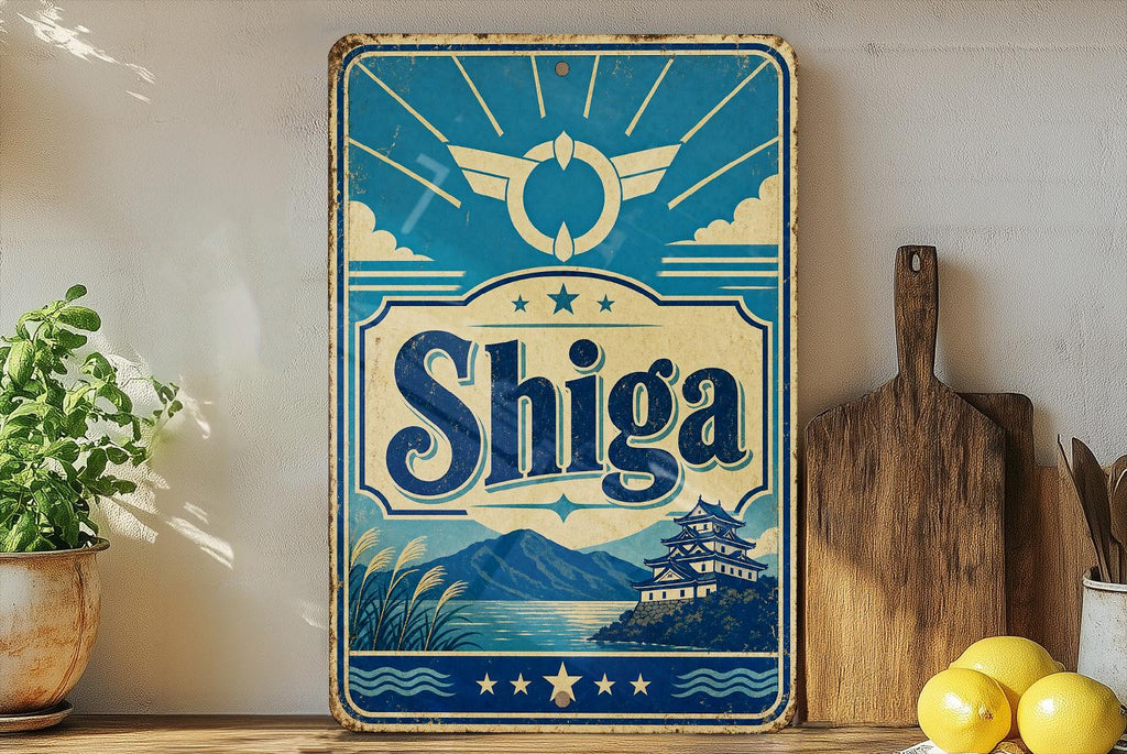 Shiga Prefecture Japan Vintage Flag Metal Sign, Shiga Region Wall Decor, Japanese Prefecture Sign, Gift for Japan Lovers — photo 2