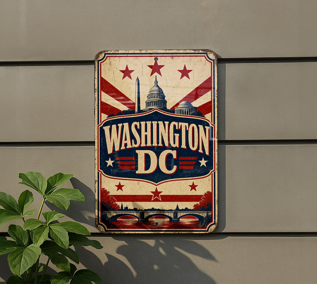 Washington DC Vintage American Flag Metal Sign, USA Capital Souvenir Wall Decor, District of Columbia Gift — photo 5