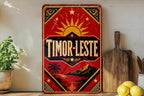 Timor Leste Vintage Flag Metal Sign, East Timor Flag Wall Decor, Rustic Tin Sign for Home Bar Garage Man Cave Gift — photo 1