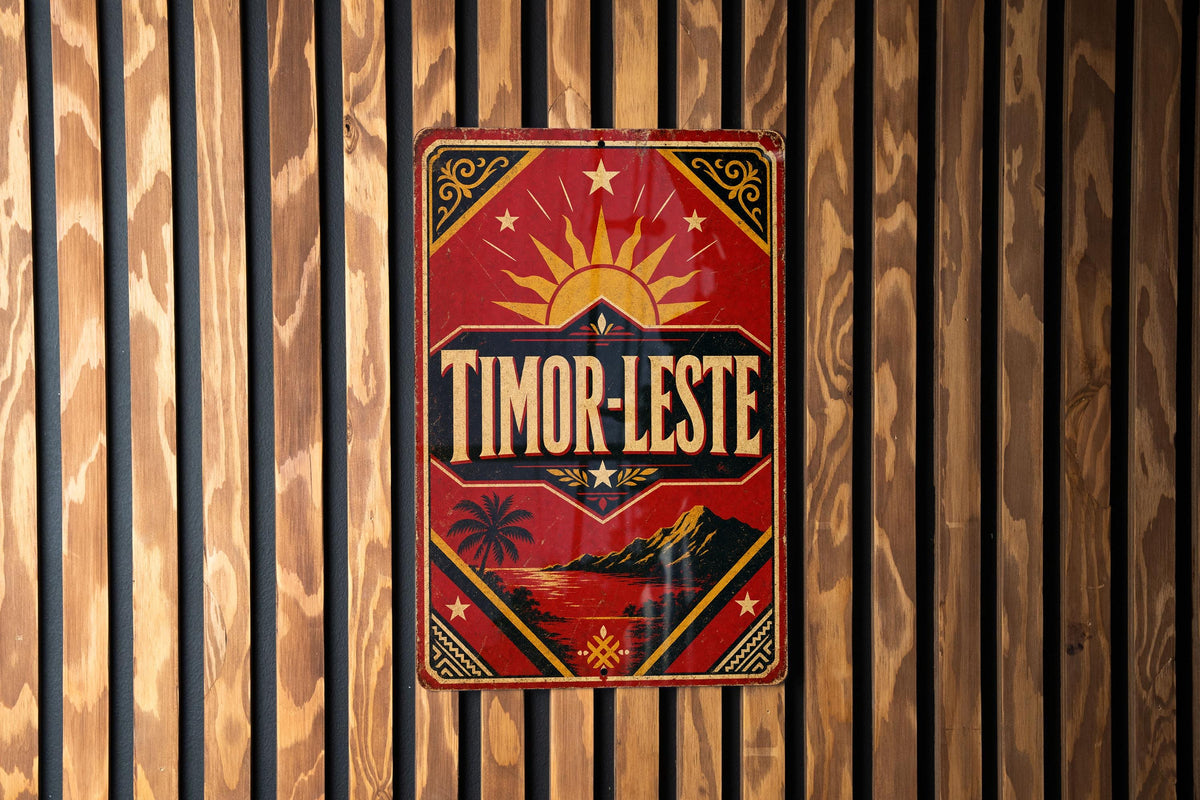 Timor Leste Vintage Flag Metal Sign, East Timor Flag Wall Decor, Rustic Tin Sign for Home Bar Garage Man Cave Gift — photo 2