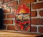 Timor Leste Vintage Flag Metal Sign, East Timor Flag Wall Decor, Rustic Tin Sign for Home Bar Garage Man Cave Gift — photo 3