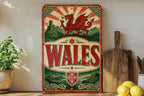 Wales Flag Metal Sign, Vintage Welsh Dragon Flag Wall Decor, Cymru Wales Sign, Welsh Pride Home Bar Garage Patio Decor — photo 1