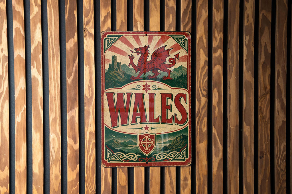 Wales Flag Metal Sign, Vintage Welsh Dragon Flag Wall Decor, Cymru Wales Sign, Welsh Pride Home Bar Garage Patio Decor — photo 3