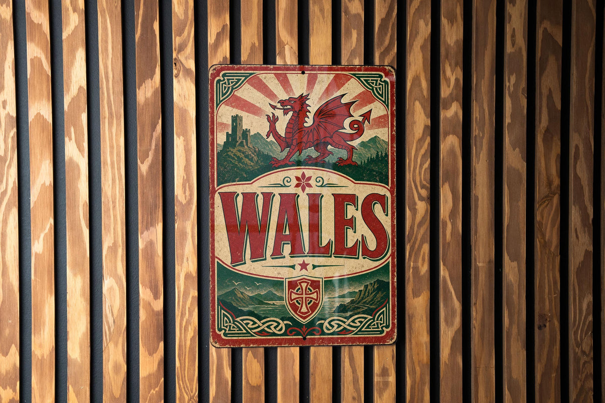 Wales Flag Metal Sign, Vintage Welsh Dragon Flag Wall Decor, Cymru Wales Sign, Welsh Pride Home Bar Garage Patio Decor — photo 3