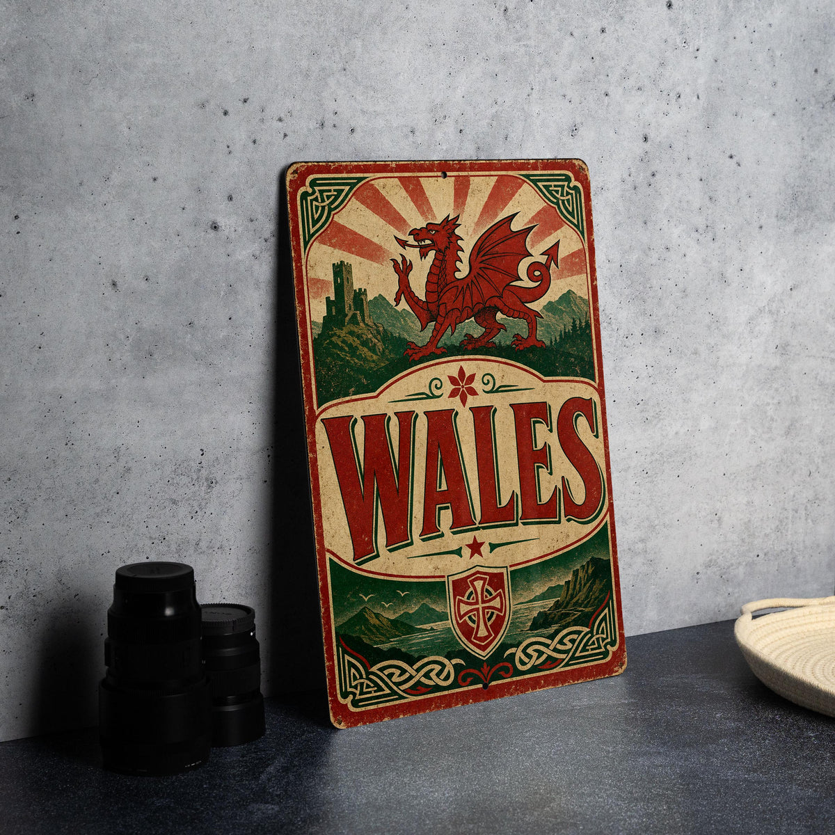 Wales Flag Metal Sign, Vintage Welsh Dragon Flag Wall Decor, Cymru Wales Sign, Welsh Pride Home Bar Garage Patio Decor — photo 4
