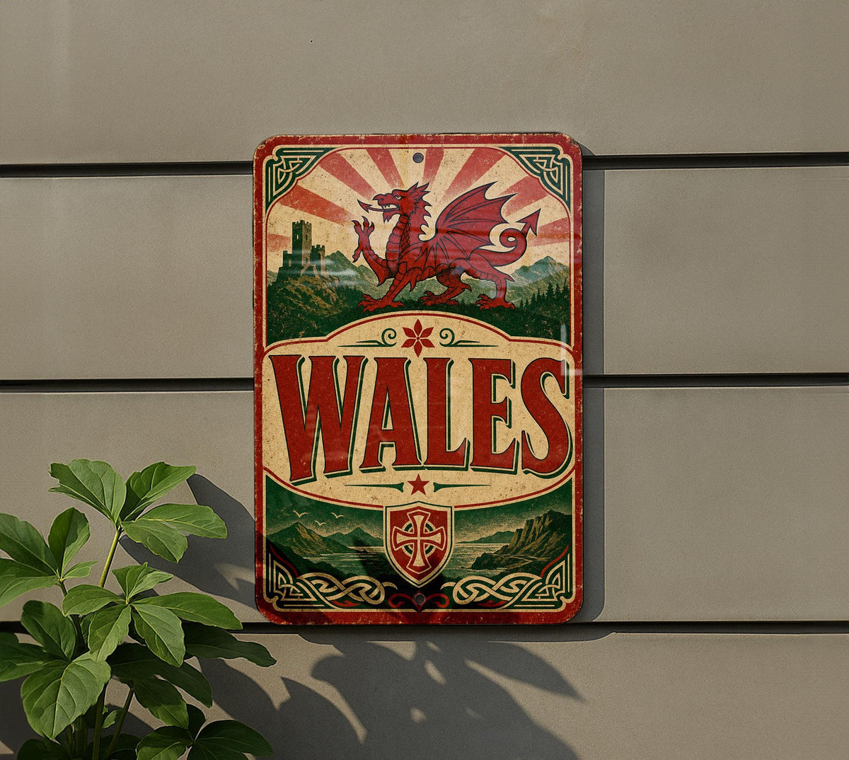 Wales Flag Metal Sign, Vintage Welsh Dragon Flag Wall Decor, Cymru Wales Sign, Welsh Pride Home Bar Garage Patio Decor — photo 5