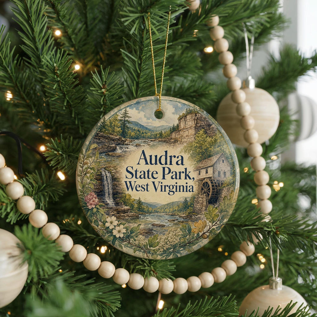 Audra State Park West Virginia Watercolor Ceramic Ornament, WV State Park Souvenir, Nature Travel Keepsake Gift — photo 6