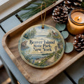Beaver Island State Park New York Watercolor Ceramic Ornament, Niagara River Park Souvenir Gift, Travel Keepsake Decor — photo 1