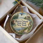Beaver Island State Park New York Watercolor Ceramic Ornament, Niagara River Park Souvenir Gift, Travel Keepsake Decor — photo 3