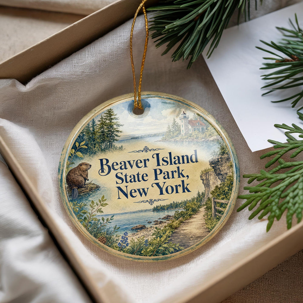Beaver Island State Park New York Watercolor Ceramic Ornament, Niagara River Park Souvenir Gift, Travel Keepsake Decor — photo 4