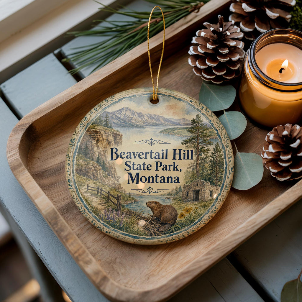 Watercolor Beavertail Hill State Park Montana Ceramic Ornament, Montana State Park Souvenir, Travel Keepsake Gift — photo 2