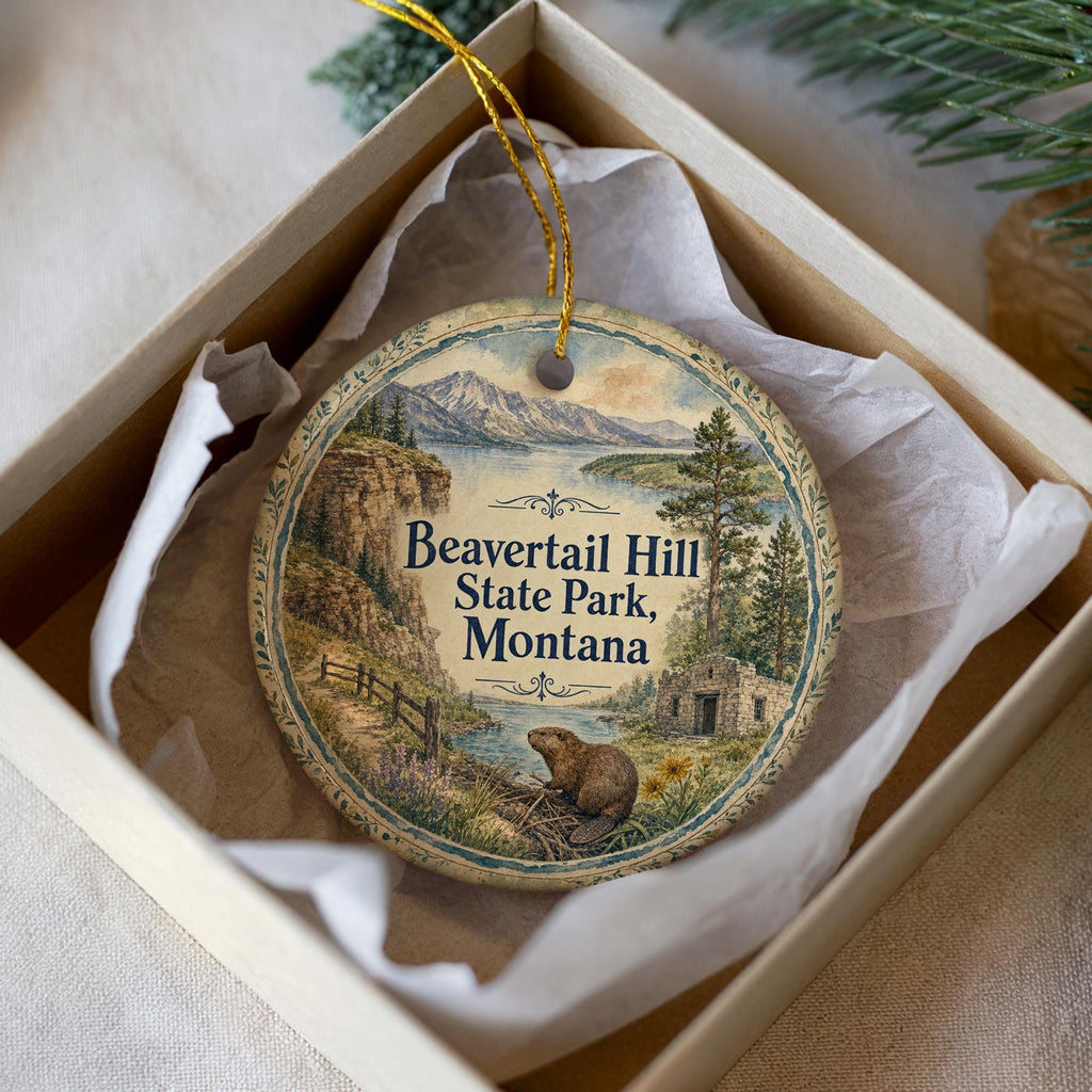 Watercolor Beavertail Hill State Park Montana Ceramic Ornament, Montana State Park Souvenir, Travel Keepsake Gift — photo 3