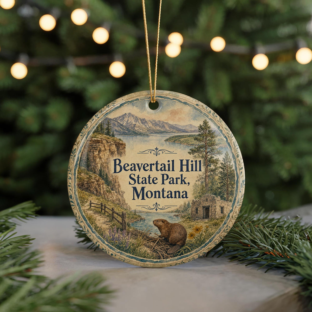 Watercolor Beavertail Hill State Park Montana Ceramic Ornament, Montana State Park Souvenir, Travel Keepsake Gift — photo 7