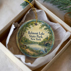 Belmont Lake State Park New York Watercolor Ceramic Ornament, Long Island State Park Souvenir, Holiday Tree Decoration — photo 2
