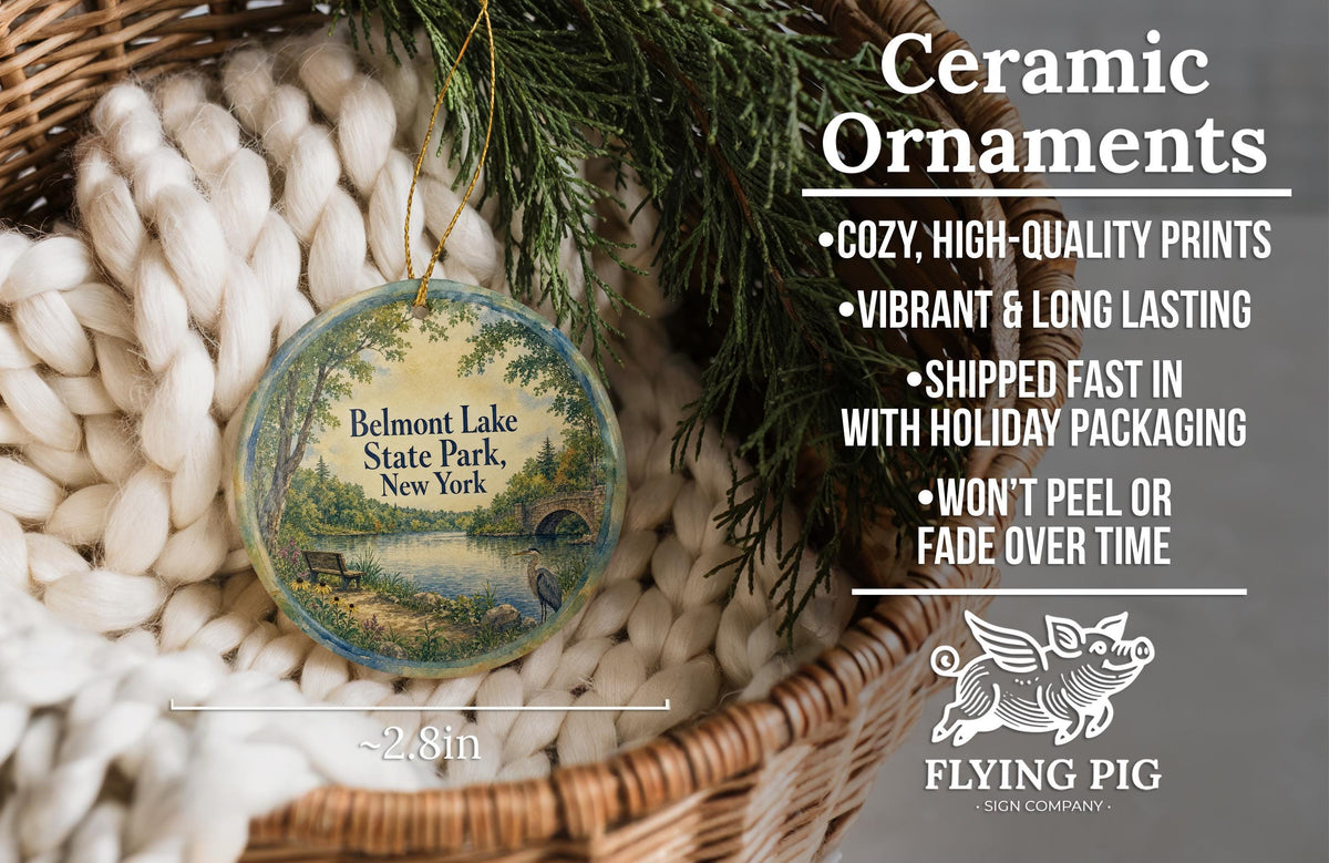 Belmont Lake State Park New York Watercolor Ceramic Ornament, Long Island State Park Souvenir, Holiday Tree Decoration — photo 9