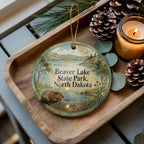 Beaver Lake State Park North Dakota Ceramic Ornament, Watercolor Travel Souvenir, Nature Park Keepsake Gift — photo 2