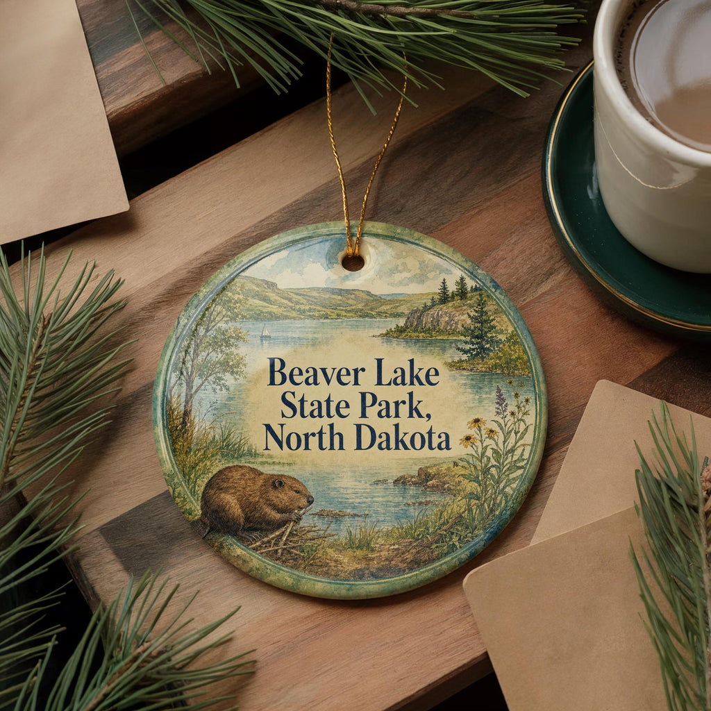 Beaver Lake State Park North Dakota Ceramic Ornament, Watercolor Travel Souvenir, Nature Park Keepsake Gift — photo 5