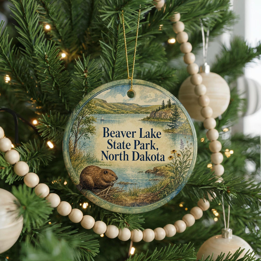 Beaver Lake State Park North Dakota Ceramic Ornament, Watercolor Travel Souvenir, Nature Park Keepsake Gift — photo 6