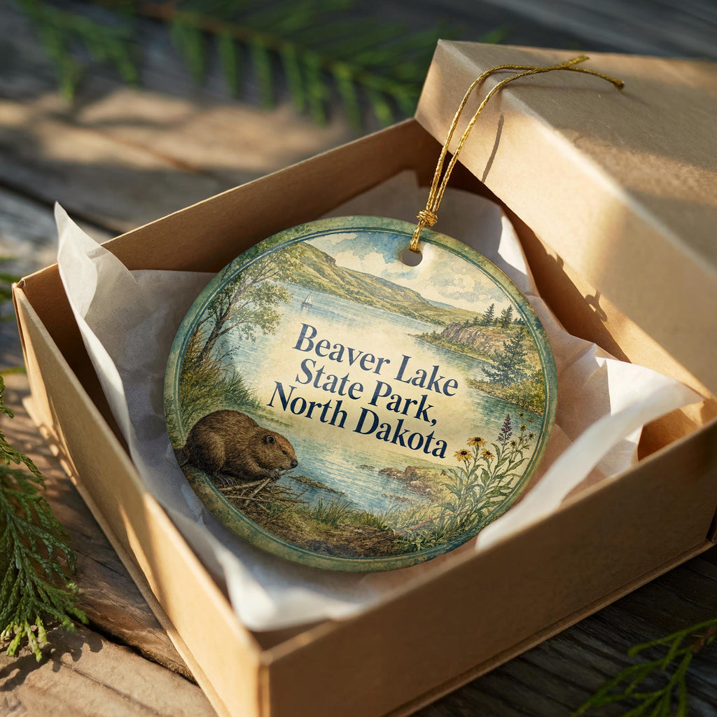 Beaver Lake State Park North Dakota Ceramic Ornament, Watercolor Travel Souvenir, Nature Park Keepsake Gift — photo 8