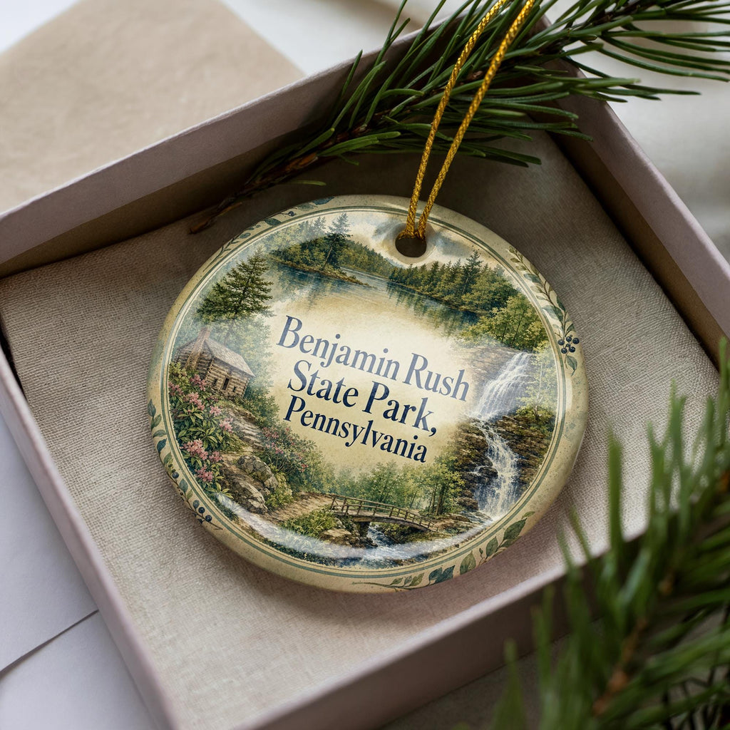 Benjamin Rush State Park Pennsylvania Watercolor Ceramic Ornament, State Park Souvenir, Travel Keepsake Gift — photo 1