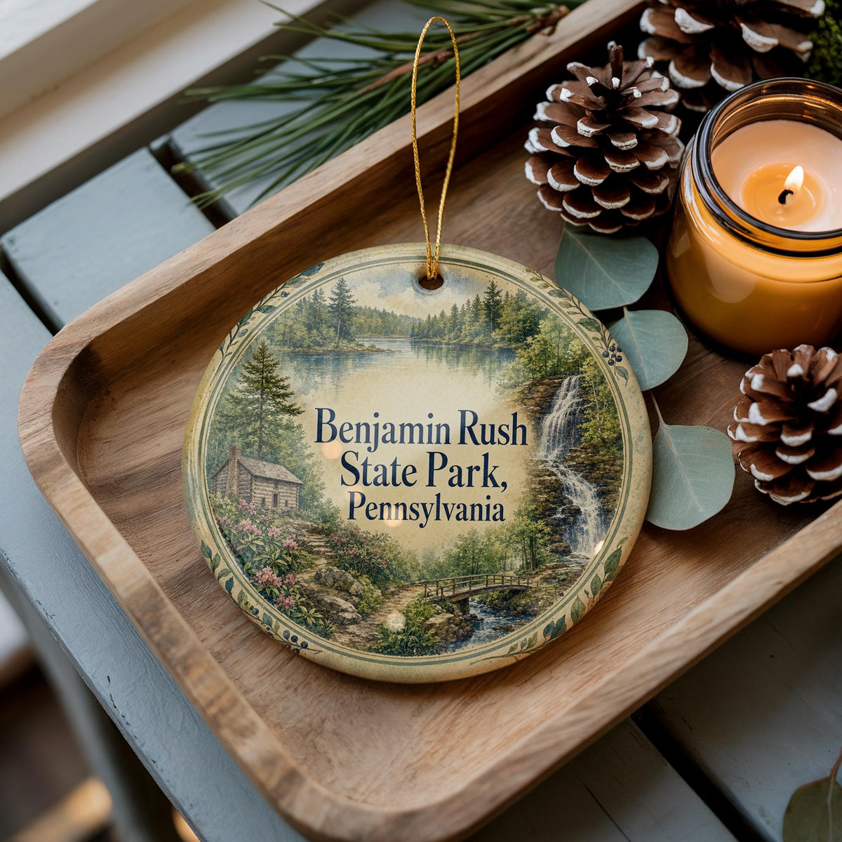 Benjamin Rush State Park Pennsylvania Watercolor Ceramic Ornament, State Park Souvenir, Travel Keepsake Gift — photo 2