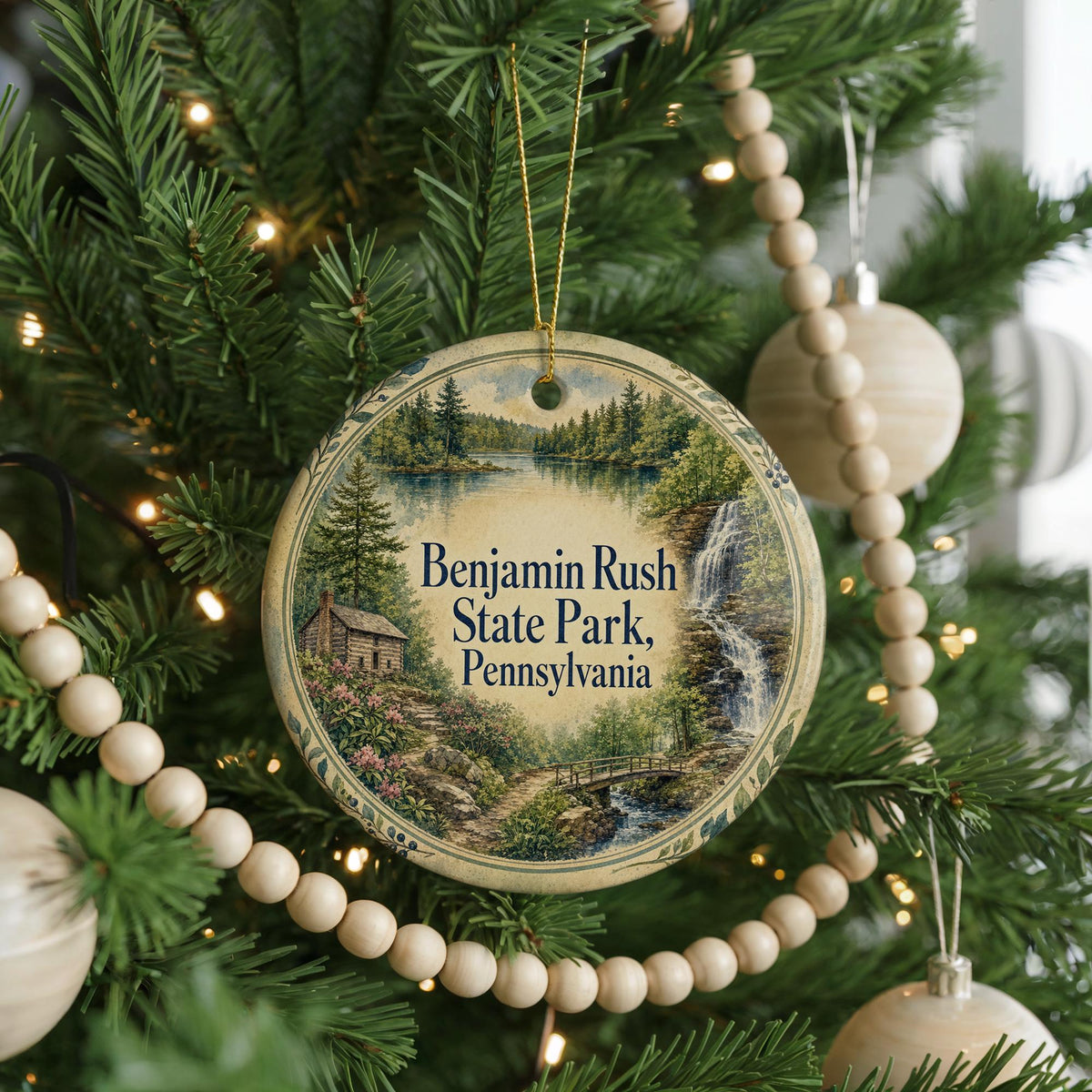 Benjamin Rush State Park Pennsylvania Watercolor Ceramic Ornament, State Park Souvenir, Travel Keepsake Gift — photo 6