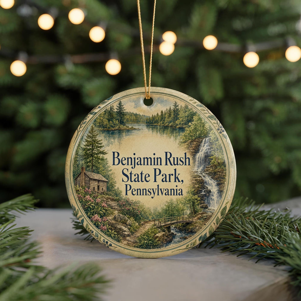Benjamin Rush State Park Pennsylvania Watercolor Ceramic Ornament, State Park Souvenir, Travel Keepsake Gift — photo 7