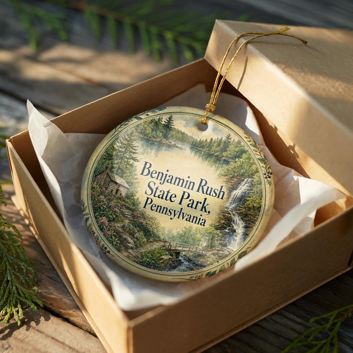 Benjamin Rush State Park Pennsylvania Watercolor Ceramic Ornament, State Park Souvenir, Travel Keepsake Gift — photo 8