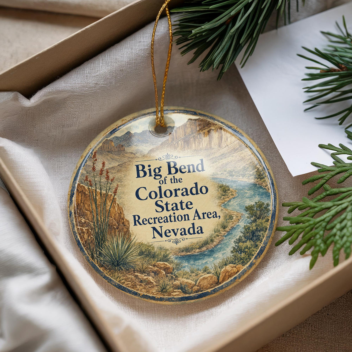 Big Bend of the Colorado State Recreation Area Nevada Watercolor Ceramic Ornament, Nevada State Park Souvenir Gift — photo 4