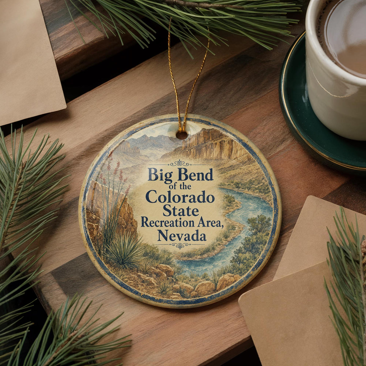 Big Bend of the Colorado State Recreation Area Nevada Watercolor Ceramic Ornament, Nevada State Park Souvenir Gift — photo 5