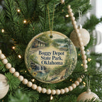 Watercolor Boggy Depot State Park Oklahoma Ceramic Ornament, Oklahoma State Park Souvenir, Travel Keepsake Gift — photo 6