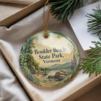 Boulder Beach State Park Vermont Watercolor Ceramic Ornament, Lake Champlain Travel Souvenir, Vermont State Park Keepsake — photo 4