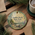 Boulder Beach State Park Vermont Watercolor Ceramic Ornament, Lake Champlain Travel Souvenir, Vermont State Park Keepsake — photo 5