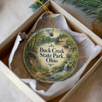 Buck Creek State Park Ohio Watercolor Ceramic Ornament, Springfield Ohio State Park Souvenir, Ohio Travel Keepsake Gift — photo 3