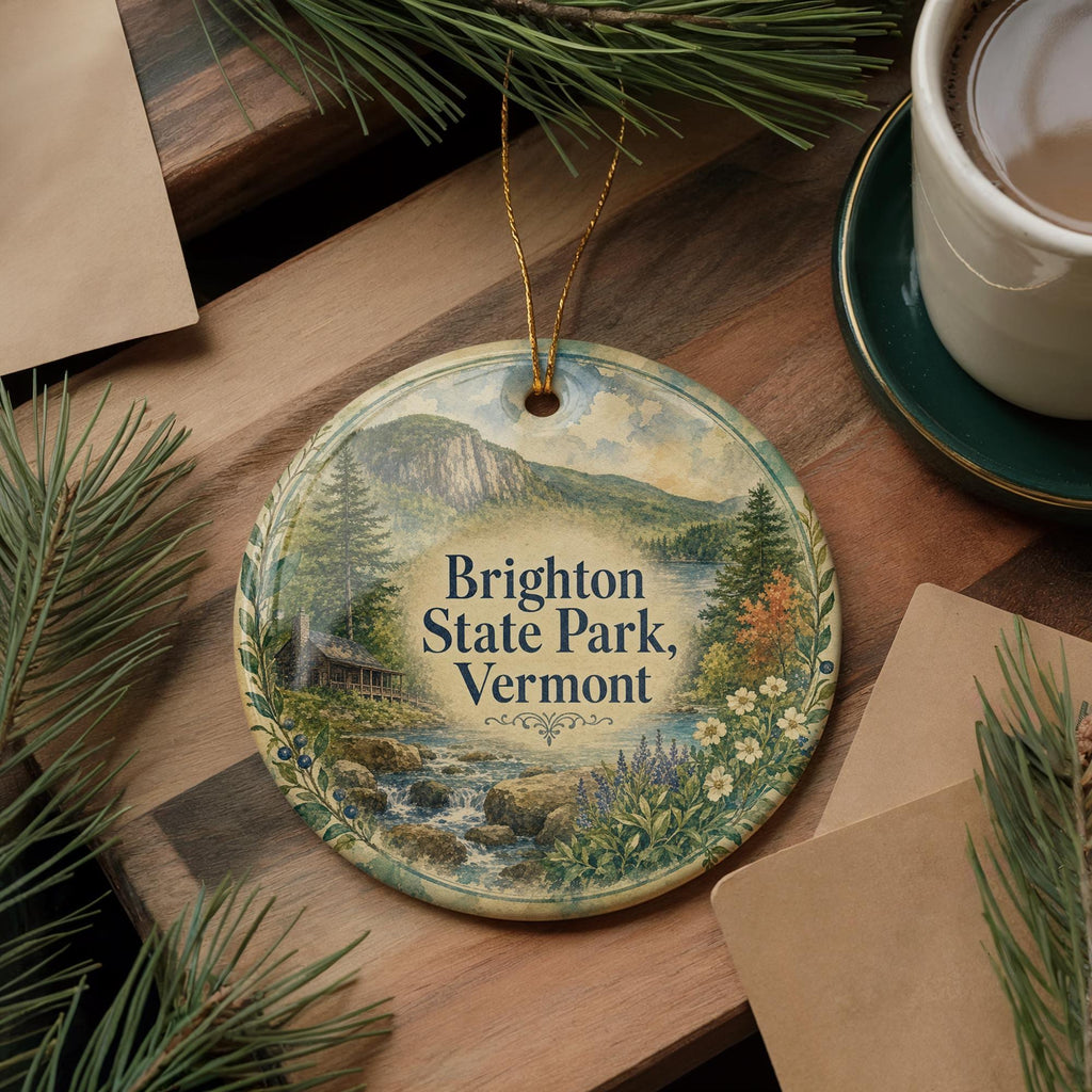 Brighton State Park Vermont Watercolor Ceramic Ornament, Northeast Kingdom VT Nature Souvenir, Lake & Forest Keepsake Gift — photo 5
