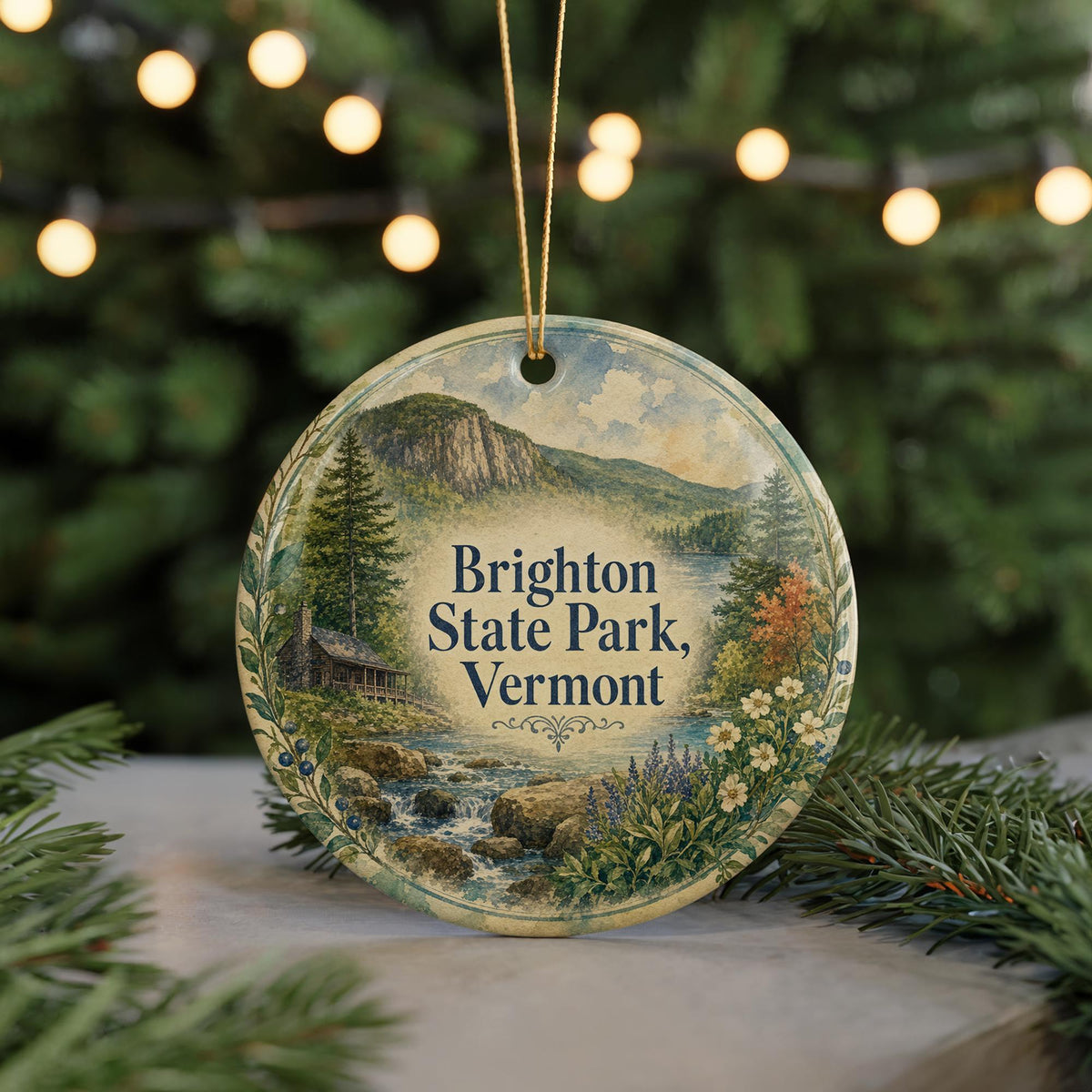 Brighton State Park Vermont Watercolor Ceramic Ornament, Northeast Kingdom VT Nature Souvenir, Lake & Forest Keepsake Gift — photo 7
