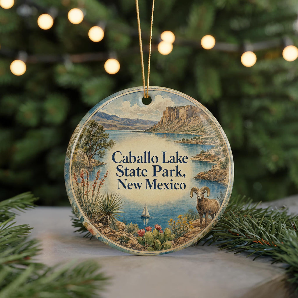 Caballo Lake State Park New Mexico Watercolor Ceramic Ornament, Travel Souvenir, Southwest Landscape Keepsake Gift — photo 7