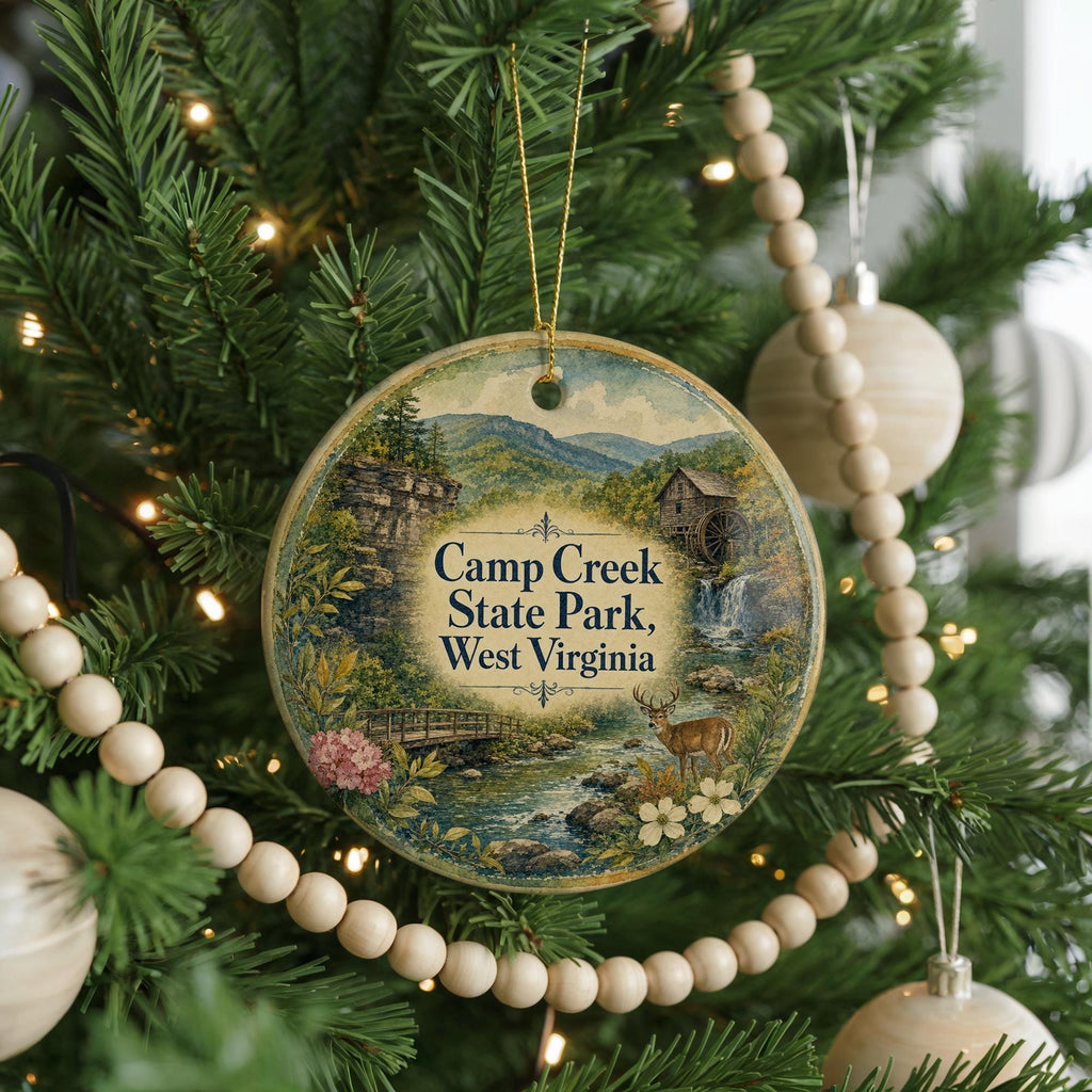Camp Creek State Park West Virginia Watercolor Ceramic Ornament, WV State Park Souvenir, Camp Creek Keepsake Gift — photo 6
