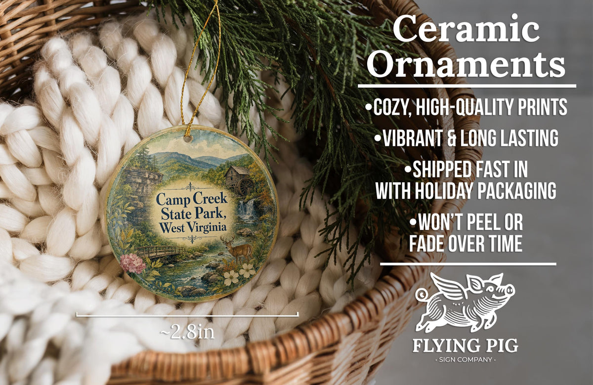 Camp Creek State Park West Virginia Watercolor Ceramic Ornament, WV State Park Souvenir, Camp Creek Keepsake Gift — photo 9