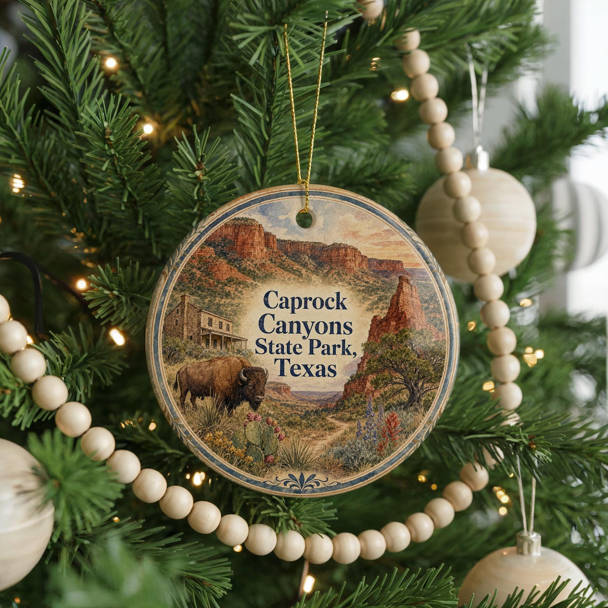 Caprock Canyons State Park Texas Watercolor Ceramic Ornament, Scenic Canyon Landscape Souvenir Gift, Travel Keepsake Decor — photo 6
